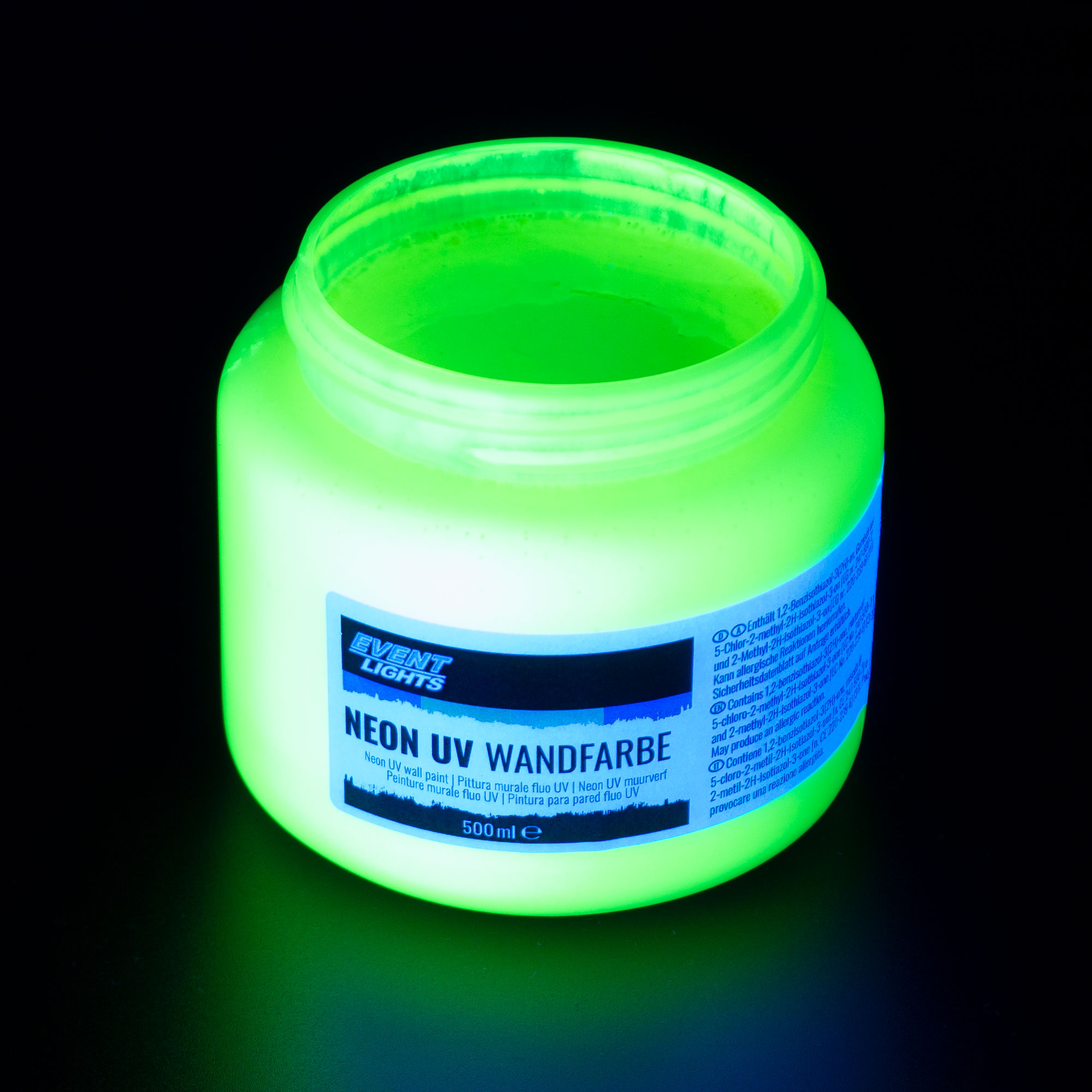 UV-aktive Neon-Wandfarbe 500 ml - gelb – Bild 2