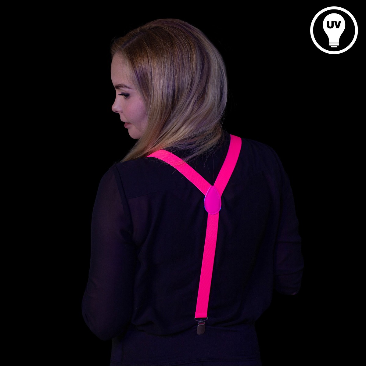 Neon UV Hosenträger pink – Bild 3
