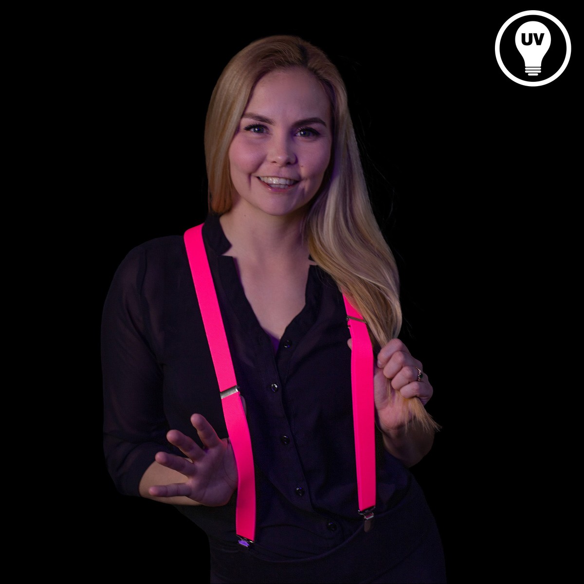 Neon UV Hosenträger pink – Bild 2