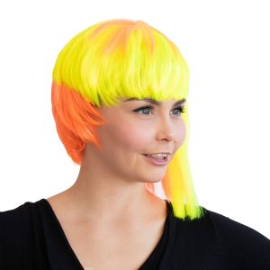 Asymmetrische Neon-Bob Perücke