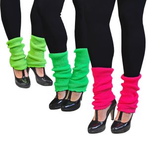 Neon UV Stulpen Legwarmer - 3 Paar (grün, pink, gelb)