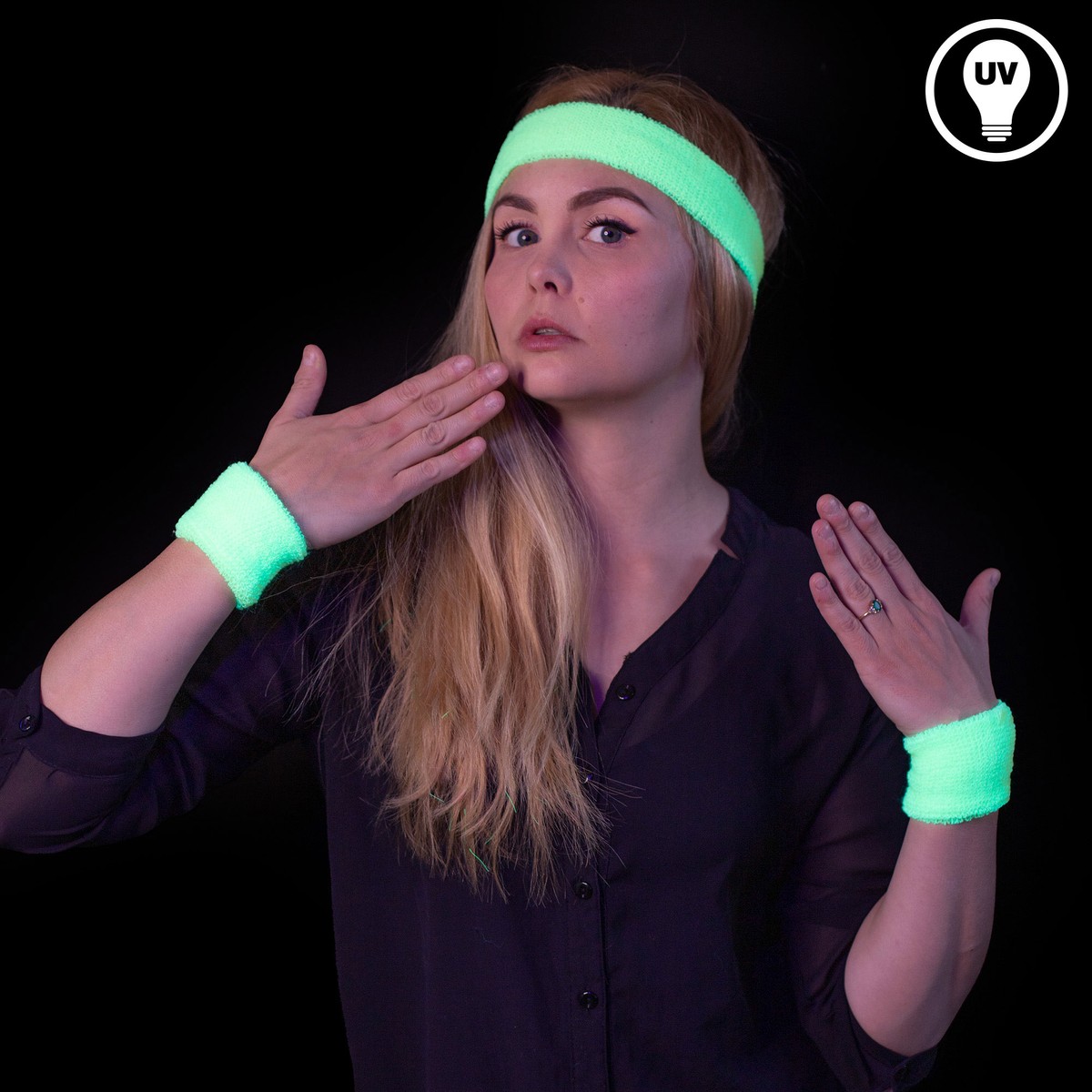 Neon UV Schweißbänder – 3 Farben Set – Bild 4