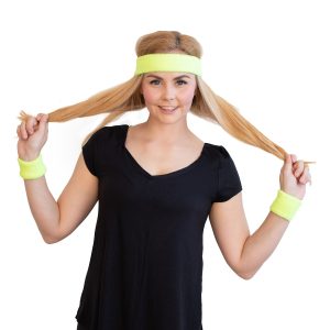 Neon UV Schweißbänder gelb – 12 Stück Set