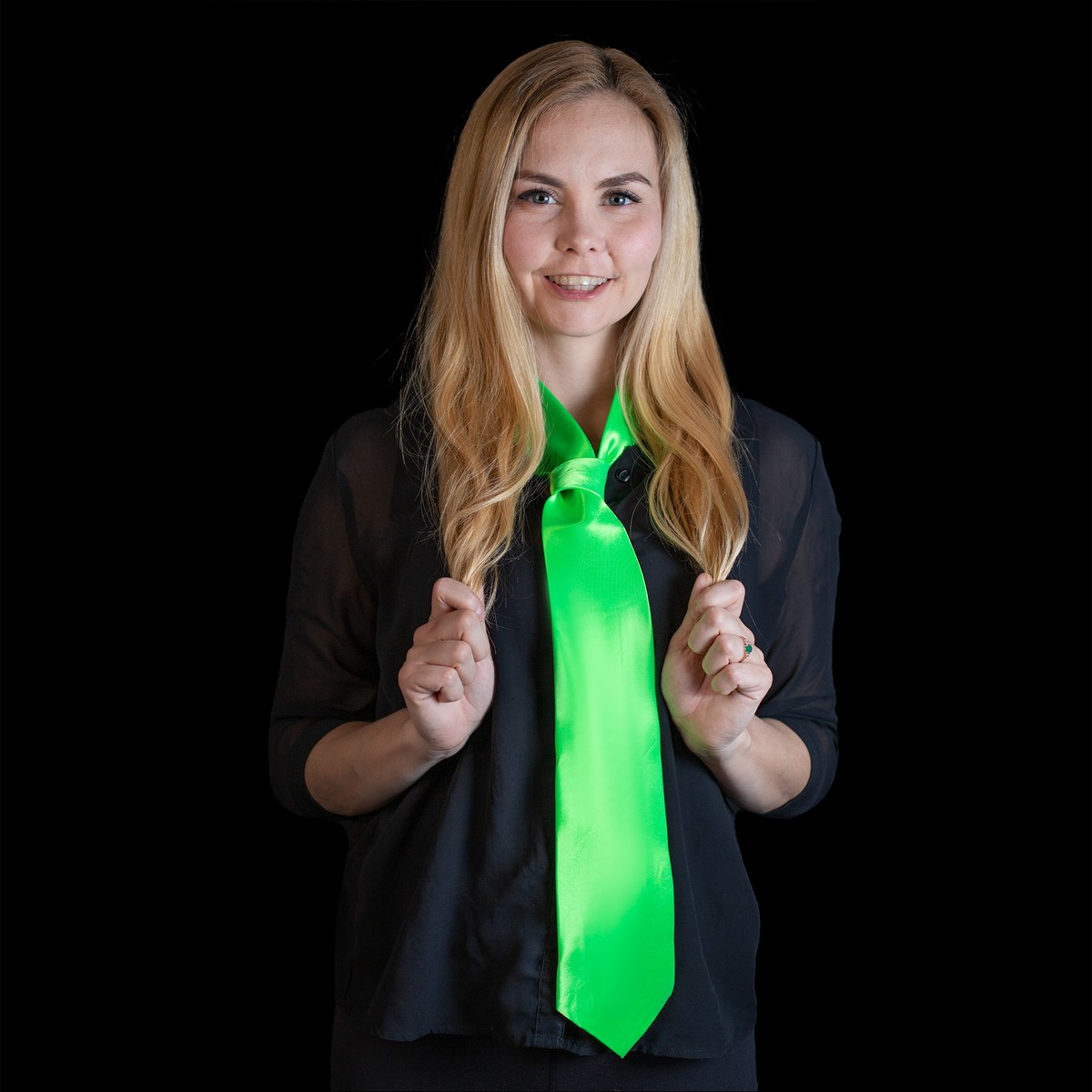 Neon-grüne Krawatte - leuchtet im Schwarzlicht – Bild 3