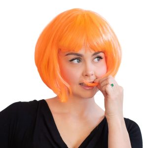 Neonorange Schwarzlicht Perücke im Bob-Stil