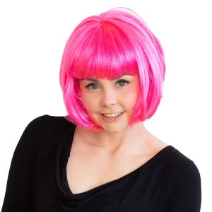 Neonpinke Schwarzlicht Perücke im Bob-Stil