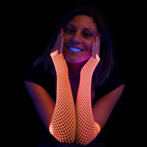 Neon orange Netzhandschuhe lang