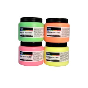 Neon Party mit Schwarzlicht UV-aktive Neon-Wandfarbe - 4 x 500 ml Set